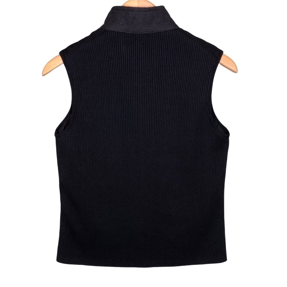 J McLaughlin Bennet Tweed Quilted Vest Ribbed Knit Back Black Size XS - Picture 5 of 11